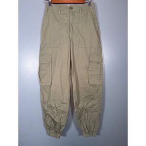 Abercrombie Fitch Women's Cargo Jogger Pants Khaki Green Elastic Waist Size S
